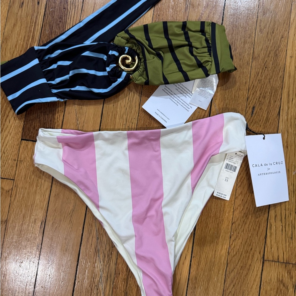 Cala de la Cruz Pink and White Bikini Set